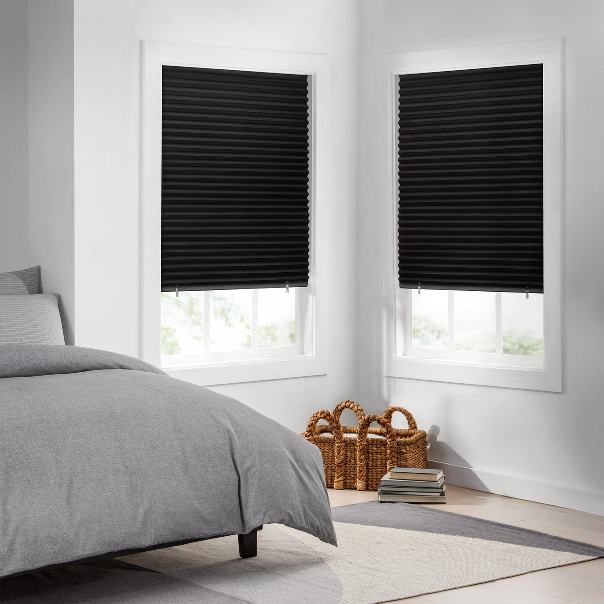 ECLIPSE Blackout Paper Pleated Shade - Cordless Durable Cut-to-Width Multi Pack Window Shades, 48 in x 72 in (2 Pack), Black Eclipse