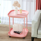 villertech Side Table with Wheels, End Table Living Room Plastic Mobile Sofa Side Table Small Night Stand Bedroom Pink villertech