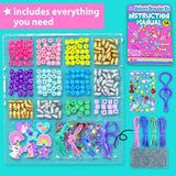 KRAFUN Unicorn Bracelet Craft Kit for Kids, Premium Wooden Beads, 14 Easy DIY Friendship Bracelets, Charms, Gem Stickers, Instructions, Gift for Girls KRAFUN