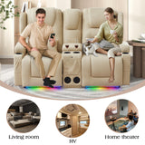 Oprisen 2-Seater Power Loveseat Recliner Electric Reclining Sofa Couch Wall Hugger Recliner Home Theater Seating w/Multi-Function Console/Cup Holders/LED Ambient Light Oprisen