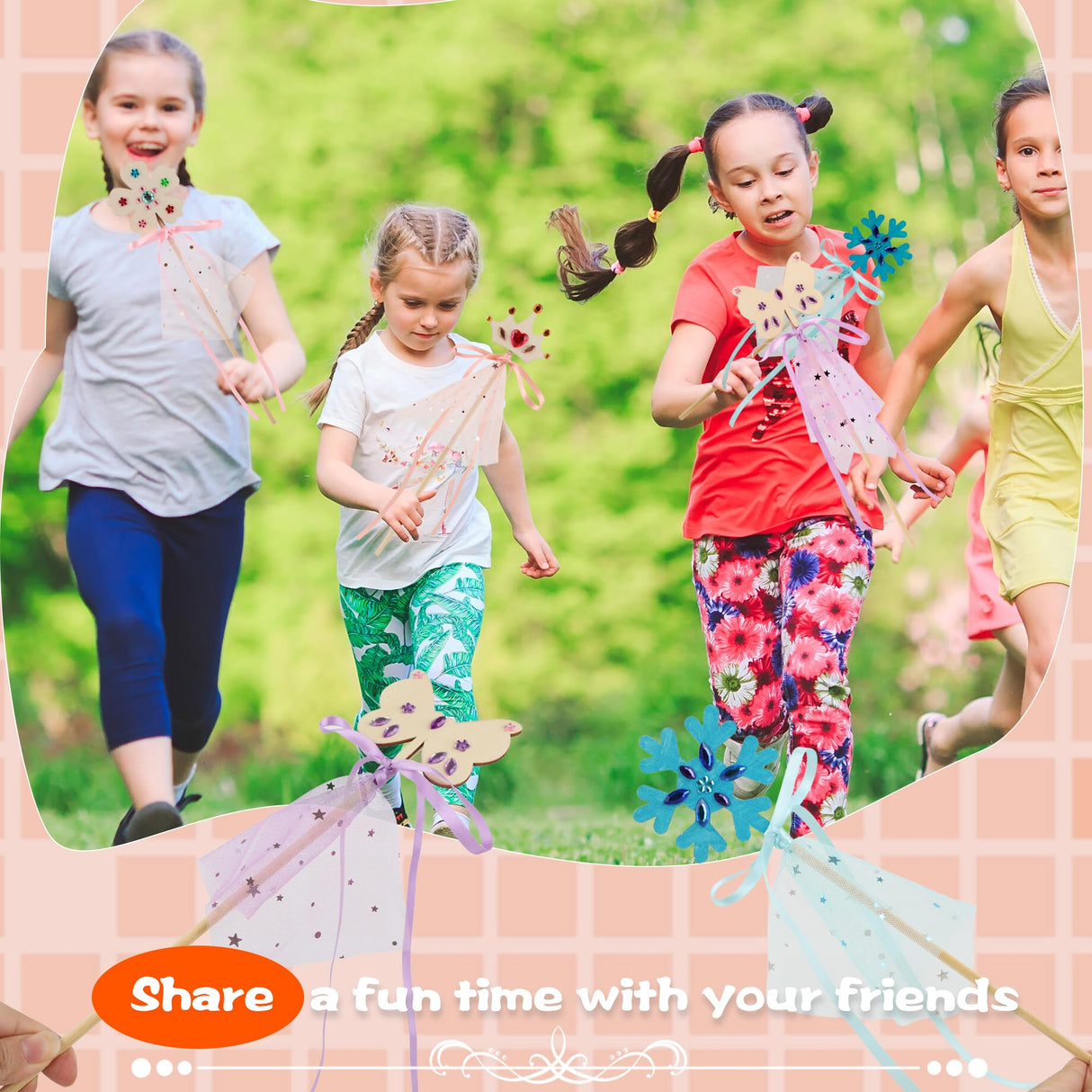 67 Pcs Make Your Own Princess Wand Kit Include 20 Pcs Wooden DIY Fairy Wand 20 Pcs Ribbons and 20 Mesh with 7 Pcs Gem Stickers for Kids Halloween Cosplay Accessories DIY Art Craft Making Plukeen