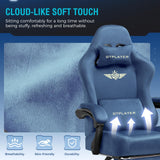 GTPLAYER Gaming Chair Fabric with Pocket Spring Cushion, Big and Tall Gaming Chair 350LBS High Back Computer Chair with Footrest for Adults Lumbar Support Swivel Game Chair for Office Gaming Blue GTPLAYER