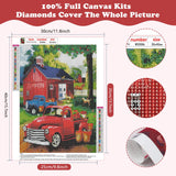 SENQAO Red Truck Diamond Painting Kits for Adults - Full Drill Diamond Dots Paintings for Beginners, Round 5D Paint with Diamonds Pictures Gem Art Painting Kits DIY Adult Crafts Kits 12x16inch SENQAO