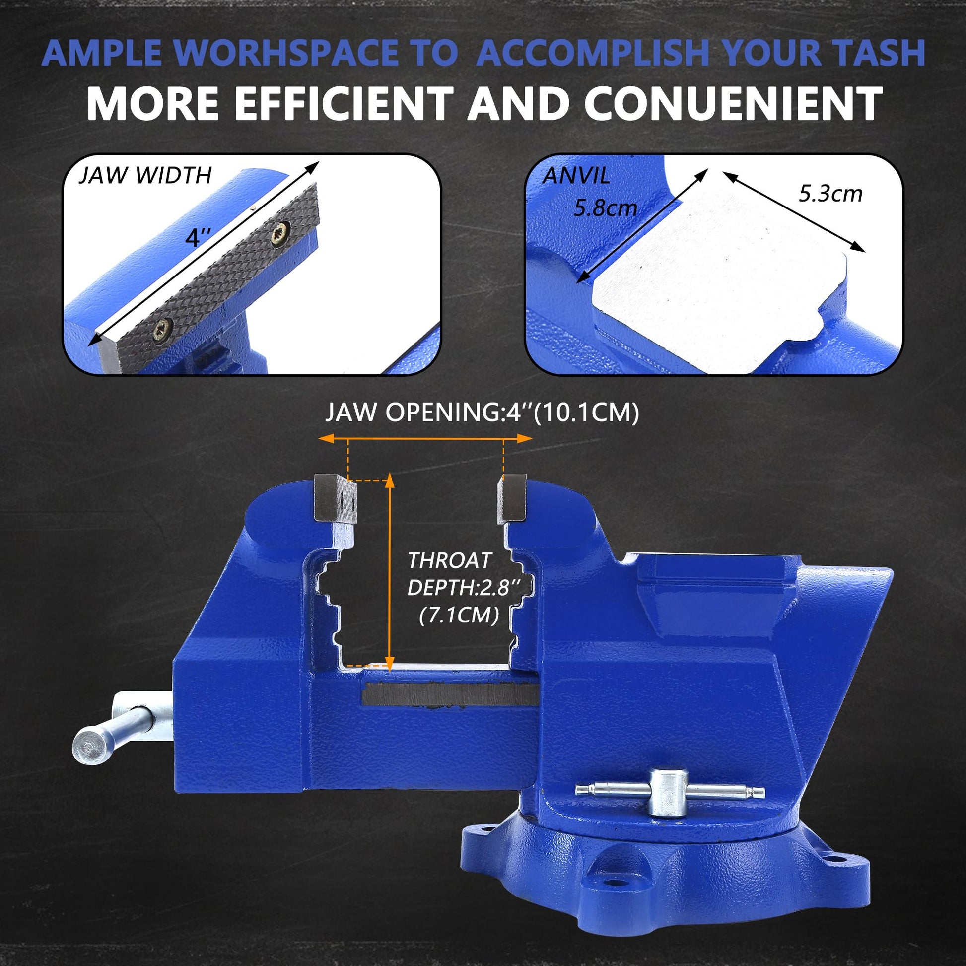 Combination Vise Heavy Duty Bench Vise 5-6 Inch Jaw Width Secure Grip with 360 Degree Swivel Base and Large Pipe Jaw Capacity Anvil Made with Cast Iron and Steel U Channel Bar (6'' Jaw) - WoodArtSupply