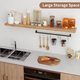 Axeman 55 Inch Fireplace Mantel Shelf - 8 Inch Deep Rustic Solid Elm Wood Floating Shelf, Wall Mounted Farmhouse Display Shelf with Invisible Heavy Duty Metal Bracket, Natural Axeman