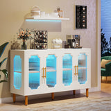 Tribesigns Modern Buffet Cabinet, LED Light Sideboard Cabinet with Acrylic Doors, 55" Coffee Bar Accent Storage Cabinet for Living Room, Dining Room, White Tribesigns