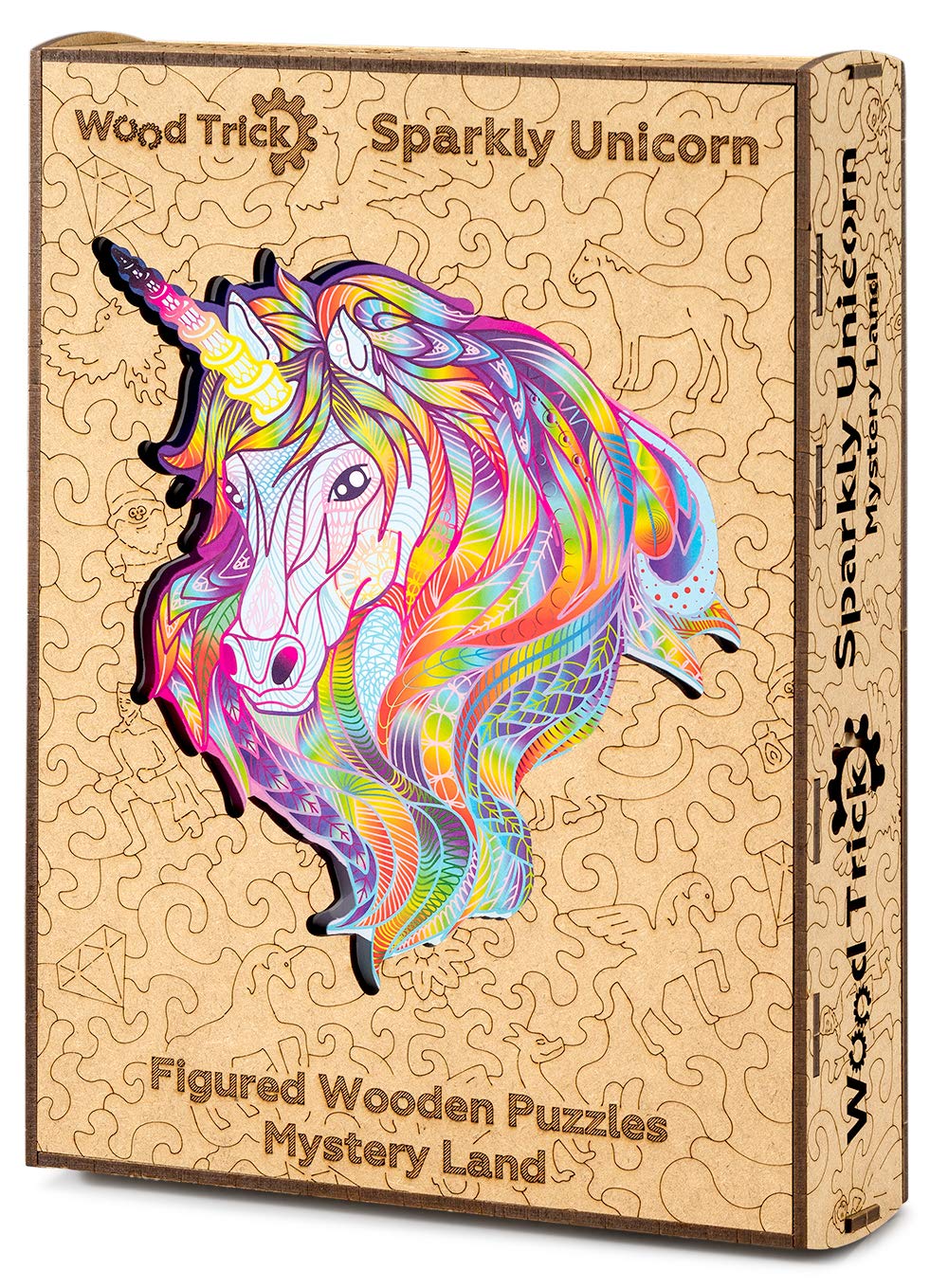 Wood Trick Sparkly Unicorn Wooden Jigsaw Puzzle for Adults and Kids - 14x12 in - Animal Unique Shaped Figured Jigsaw Puzzle Pieces - Premium Quality - WoodArtSupply