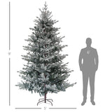 HOMCOM 9ft Nordic Pine Artificial Christmas Tree with 1939 Snow Flocked Tips, Foldable Metal Stand, Easy Assembly, Hinged Xmas Tree for Home Office Holiday HOMCOM