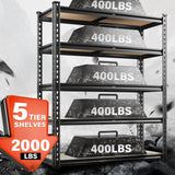 REIBII 72" Garage Shelving, Heavy Duty Storage Shelves 2000LBS, 5 Tier Metal Shelving Unit, Adjustable Garage Storage Shelves for Warehouse Pantry Basement, 72'' H X 35.5'' W X 11.8'' D, 4 Pack REIBII