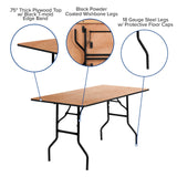 Flash Furniture Gael 5-Foot Rectangular Wood Folding Banquet Table with Clear Coated Finished Top Flash Furniture