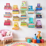 xympo Floating Invisible Bookshelf Wall Mounted (Set of 4) - Aluminum - Turn Books into Floating Shelves xympo