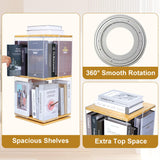 Qriocioa 360° Rotating Acrylic Bookshelf - Stylish 2-Tier Corner Storage Rack for Home and Playroom Qriocioa