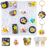 LET'S RESIN Keychain Resin Molds Silicone with Hole, 16 Cavities UV Resin Jewelry Pendant Mold for Beginner, Epoxy Resin Molds for Keychain Pendant Jewelry Making LET'S RESIN
