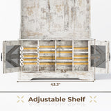 Itaar Hall Tree with Bench and Shoe Storage, 5-in-1 Entryway Bench with Coat Rack, 10 Shoe Cubbies & 9 Coat Hooks, Barn Door & Adjustable Shelf (Vintage White) Itaar