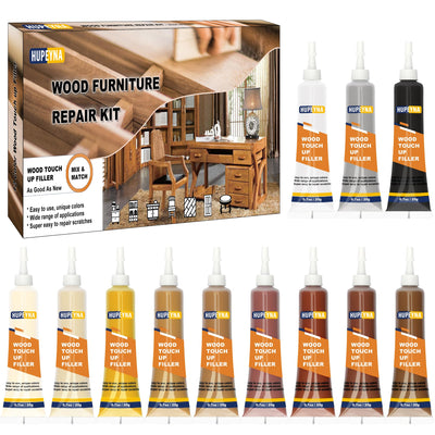 Hupeyna Wood Furniture Repair Kit, 12 Colors Wood Repair Kit, Wood Touch up Fillers, Repair Scratch, Cracks, Discoloration for Wooden Cabinet, Floor,