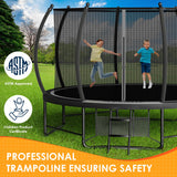 Hocozlly Outdoor Trampoline 14FT for Kids, ASTM Approval Recreational Trampoline with Enclosure, Reinforced Trampolines with Thickened Pole & Non-Slip Wider Ladder (Grey) Hocozlly