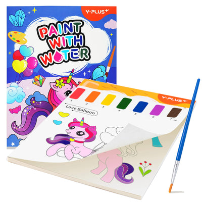 YPLUS Paint with Water Books for Toddlers, Art Craft Toys Watercolor Painting Paper for Kids Gift for Drawing with Brush - Unicorn