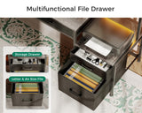 AODK 48-Inch Computer Desk with File Cabinet and Fabric Drawers, Reversible Office Desk with LED Strip and Power Strip, Gaming Desk with Monitor Riser, Writing/Study Table for Home, Oak Grey AODK