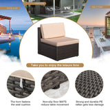 Homall 7 Pieces Patio Outdoor Furniture Sofa Set, All Weather PE Rattan Wicker Sectional Sets Modern Modular Couch Outside Conversation Set with Thick Cushions and Glass Coffee Table (Brown) Homall