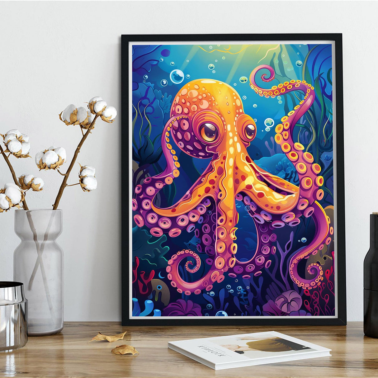 Kaliosy 5D Diamond Art Kits for Adults Octopus by Number Kits, Diamond Painting Art Animal DIY Full Drill Crystal Craft Cross Stitch Embroidery Decoration (12x16 inch) 30x40 cm Kaliosy