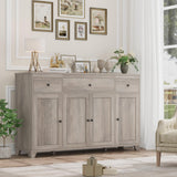 HIFIT 55" Large Kitchen Buffet Cabinet with Storage Drawers, Farmhouse Sideboard Buffet Table Storage Cabinet with Doors and Shelves, Wood Coffee Bar Cabinet for Kitchen Dining Living Room, Ash Grey HIFIT