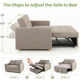 SEJOV 3-in-1 Convertible Sofa Bed, Linen Fabric Sleeper Couch Pull Out Bed, 49" 2-Seater Loveseat Futon Sofa with Spring Support, Adjustable Backrest and Pillows for Small Spaces, Living Room SEJOV