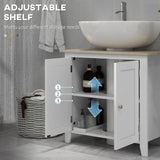 kleankin Pedestal Sink Storage Cabinet, Under Sink Cabinet with U-Shape and Adjustable Internal Shelf, White kleankin