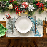 Artoid Mode Xmas Trees Let It Snow Blue Snowman Christmas Placemats Set of 4, 12x18 Inch Winter Table Mats for Party Kitchen Dining Decoration Artoid Mode