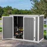 DWVO 41Cu.ft Horizontal Resin Storage Shed Without Shelf, All Weather 4.7x2.5 FT Outdoor Storage Shed with Hydraulic Struts, 3 Locks, Lockable to Floor for Garden Tools, Trash Cans, Gray DWVO