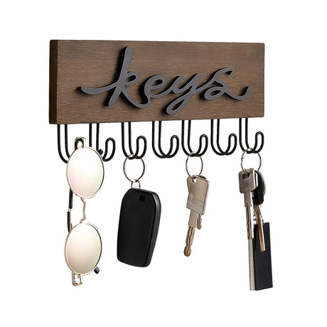 Mkono Key Holder for Wall Decorative with 7 Hooks, Wall Mounted Keys Hanger Organizer Rustic Wood Hanging Key Hooks Home Decor Farmhouse Key Rack for Entryway, Hallway, Office Mkono