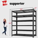 LI JIU HOME 6 Tier Metal Shelving Unit, Adjustable Storage Shelves, 84" H x 55" W x 24" D Heavy Duty Garage Shelves for Warehouse, Basement, Kitchen, Pantry, Living Room, Black (6T 84 * 55 * 24) LI JIU HOME