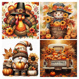 4 pack Thanksgiving Day Diamond Art Kits for Adults Beginners,Fall Turkey Pumpkin Diamond Painting Kits for Adults,5D Full Drill DIY Diamond Dot Gem Art Kit Wall Home Decor Arts Craft 12x12 inch NEGEKFKX