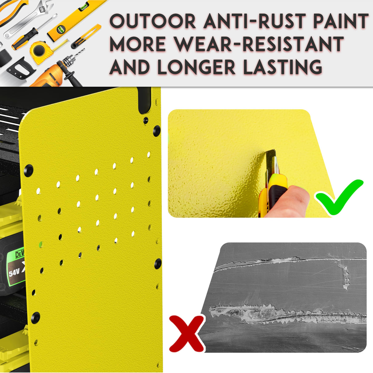 ZEAKOC Power Tool Organizer with Charging Station, 4 Layers Drill Holder Wall Mount,Metal Garage Rack with 10A Power Strip,Tool Shelves with Hooks,Drill Bit Storage, for Men Dad (Green&Black) ZEAKOC