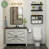 KLUVIS Bathroom Floating Shelves for Wall - Shelf Over Toilet Storage Small Farmhouse Decor Shelves (15.7 inch, Set of 3, Black) KLUVIS