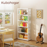 Kubohogar 5 Tier Metal Bookshelf, 68" White Tall Bookshelf with Adjustable Shelves, Heavy Duty Bookshelves and Bookcases, Library Bookcase for Living Room,Office,Bedroom Kubohogar