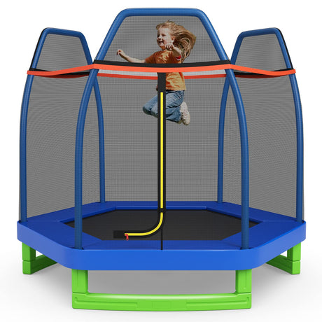 Giantex 7FT 84” Kids Trampoline for Toddlers with Enclosure Net, ASTM Approval & Widened Base for Indoor Outdoor Giantex