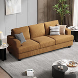 COPIAE 89 Inch Sofa with Extra Deep Seats Oversize, 3 Seater Sofa for Living Room, Modern Couch and Sofa, Comfy Armrests and Seats and Backrests, Easy Installation, Corduroy Fabric Ginger Yellow COPIAE