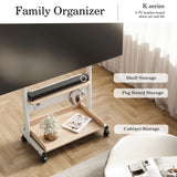 FITUEYES Rolling Floor TV Stand Mount for 40-85 Inch Large LCD/LED TVs TV Cart Heavy Duty Hold Up to 132 lbs Mobile Corner Stand with Mount for LCD/LED Flat Curved Screens with Wooden Large Storage FITUEYES