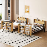 Bellemave Twin Over Twin Bunk Bed with Ladder and Guardrail, Metal Bunk Bed Twin Over Twin with Built-in Storage for Space-Saving, Sturdy Metal Bed Frame, No Box Spring Needed, Black Bellemave