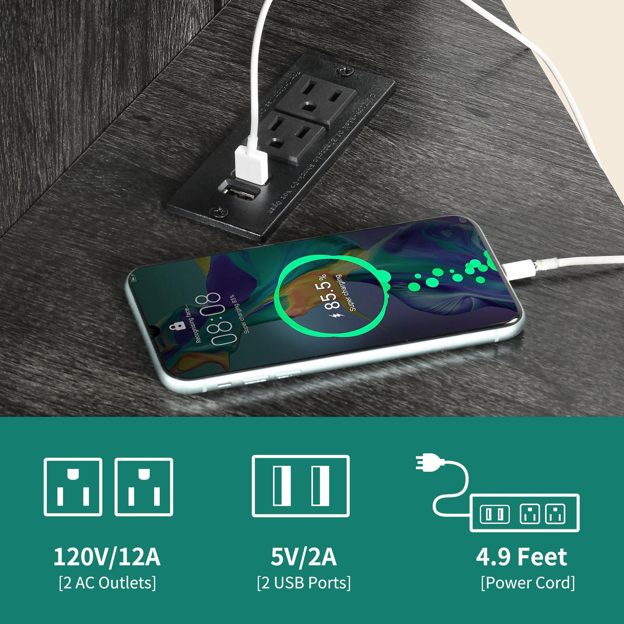 YITAHOME Farmhouse TV Stand with Power Outlet, Corner TV Stand for 55/50 Inch TV, Entertainment Center with Storage, TV Console Cabinet for Living Room, Grey Oak YITAHOME