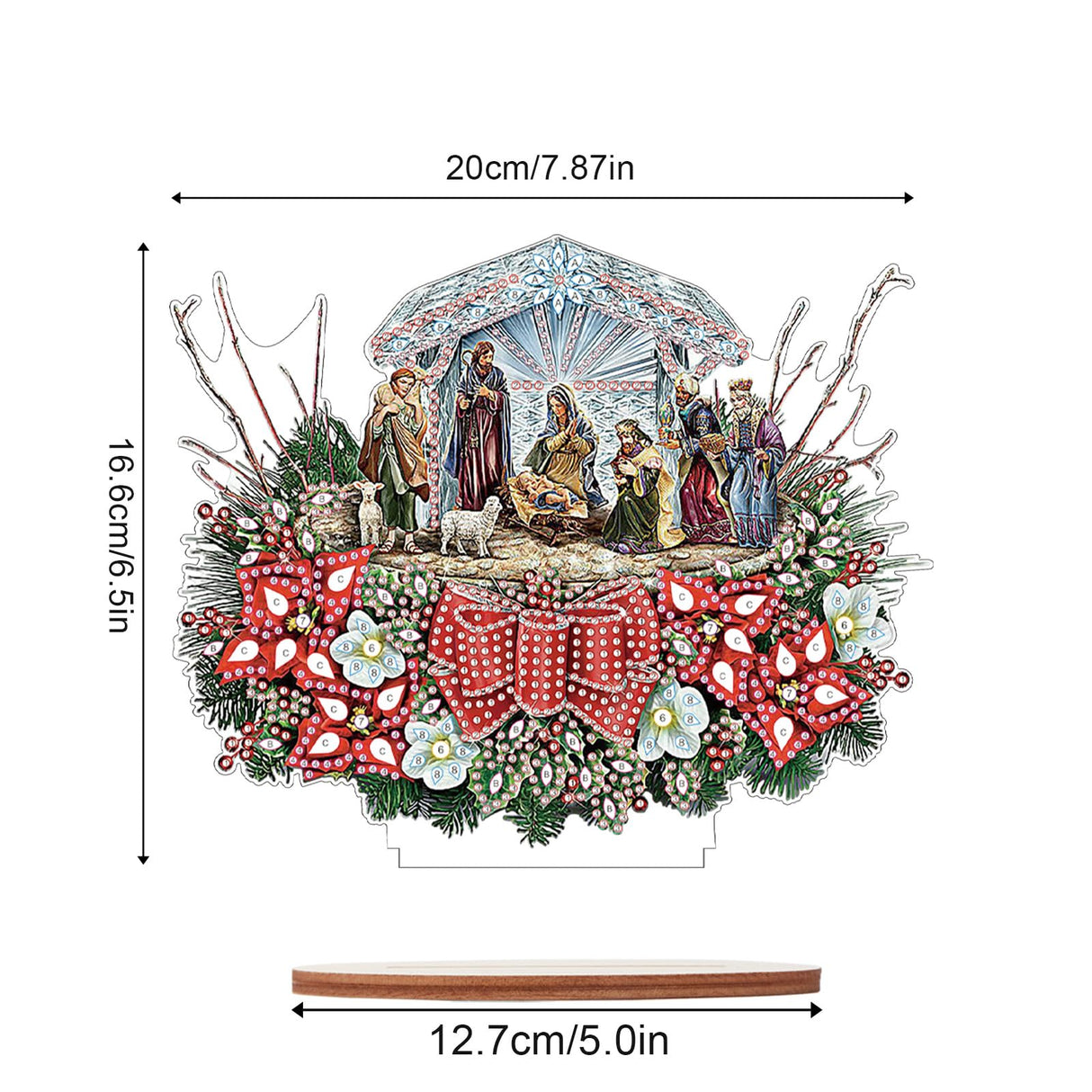 Christmas Diamond Painting Kits Desktop Ornament, Diamond Art Religion Christmas Wreath Diamond Painting Tabletop Ornaments Kit for Adult Beginner Christmas Decor DIY Crafts Gift antor