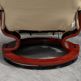 HOMCOM Faux Leather Manual Recliner, Adjustable Swivel Lounge Chair with Footrest, Armrest and Wrapped Wood Base for Living Room, Cream White HOMCOM