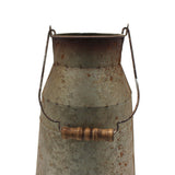 CVHOMEDECO. 10 Inch Galvanized Metal Milk Can with Wooden Handle, Old Rustic Farmhouse Pitcher Jug Vase for Home and Garden Décor. Grey CVHOMEDECO.