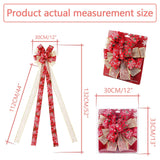 Christmas Tree Topper Bow, 44X12 Inch Artificial Xmas Tree Flower Topper Decor, for Family, Wedding, Birthday Party, Indoor Outdoor Thanksgiving Christmas Decoration - Red/Gold/Snowflake. RoseCraft