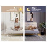 Flamaker Futon Sofa Bed Modern Folding Futon Set PU Leather Convertible Recliner Lounge for Living Room with 2 Cup Holders, Removable Armrests (PU Leather, White) Flamaker