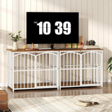 HOOBRO Foldable Dog Crate Furniture, 31.5" Indoor Dog Kennel No Assembly, Wooden Dog Cage Decorative Side End Table, for Medium Small Dogs, White and Walnut WH86GW03 HOOBRO