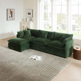 Ravy Concept Sectional Sofa 3 Seater with Movable 1 Ottoman,Oversized Modular Couch Deep Seat (Green, 111.5 inch-L) Ravy Concept