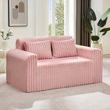 Hobestluk Couch Sofa 2-Seater Foam Sofa Loveseat for Small Spaces Comfy Sofas with Removable Cover Furry Couch with Pillows for Living Room, Bedroom, Apartment, Office (Pink, Loveseat) Hobestluk