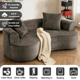 80” Curved Loveseat for Small Spaces, Grey Curved Couches for Living room, Compression Sofa in a Box with 2 Pillows, Small Couch for Bedroom with Wide Armrest & Memory Foam, No Assembly Required Thctvous