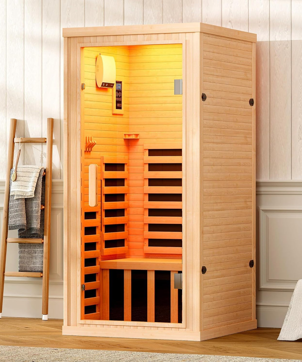 Albott Infrared Sauna Room 1-Person Canadian Hemlock 1260W